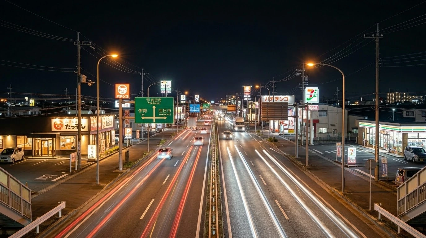 三重県の幹線道路沿い