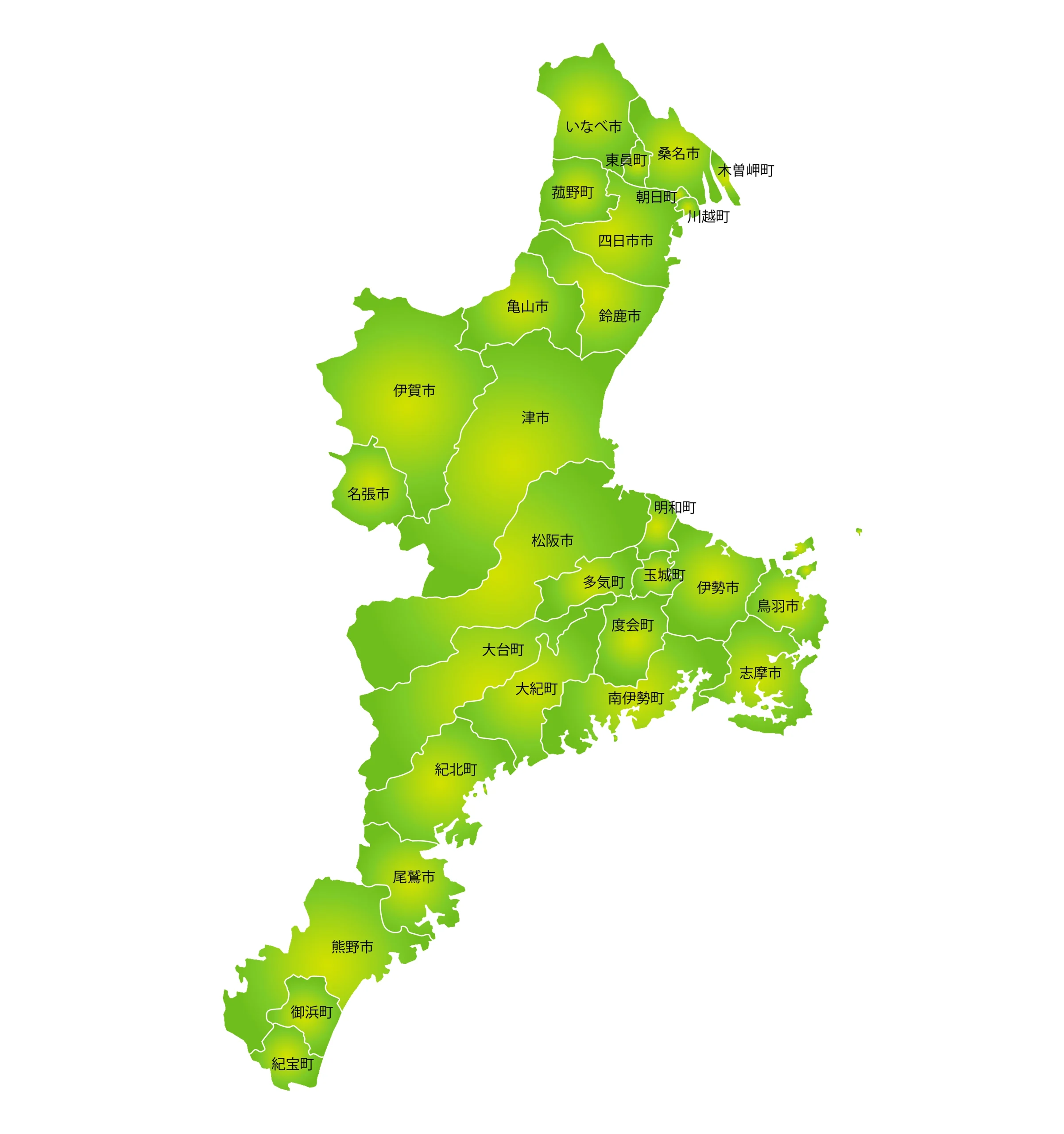 三重県内の浮気調査対応地域